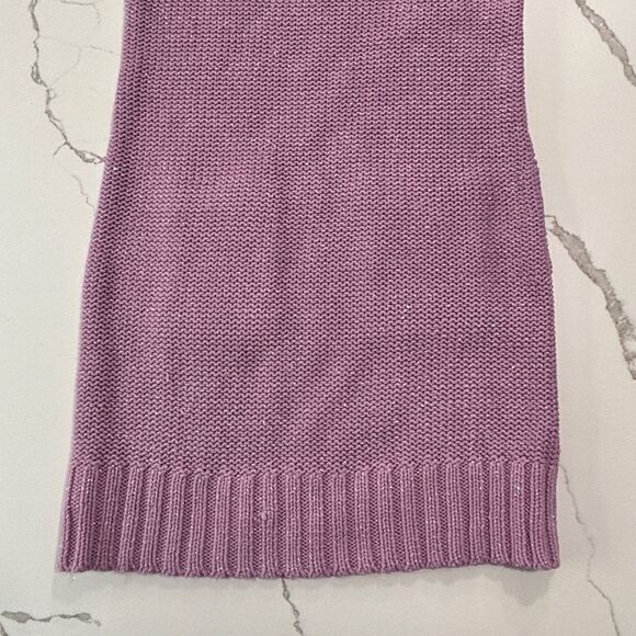 Shrinking Violet | Girls Cable Knit Purple Silver Glitter Sweater Dress - Picture 8 of 15